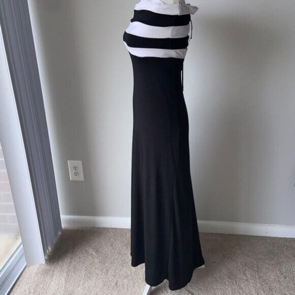 Striped Tube Maxi Dress Cross Strap Back  Casual Off‎ Shoulder Long Dress - Picture 2 of 7